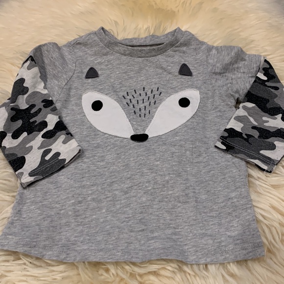 First Impressions Long-Sleeve Shirts in Gray Army Animal Print in size 24M - Picture 2 of 8